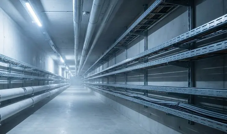 Underground utility tunnel equipped with Shanghai Xinma XMBG-Z intelligent cable trays for harsh environment inspection