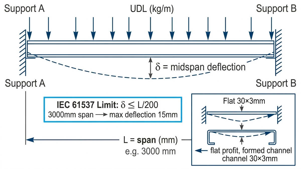 Cable Ladder Supplier Guide for 2026 Buyers | Xinma supporting image: cable ladder span deflection limit iec61537 diagram 1