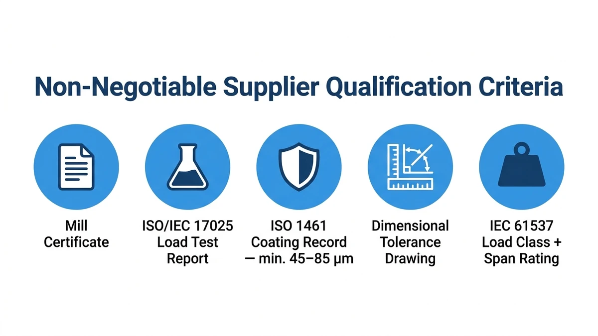 Cable Ladder Supplier Guide for 2026 Buyers | Xinma supporting image: cable ladder supplier qualification criteria checklist 1