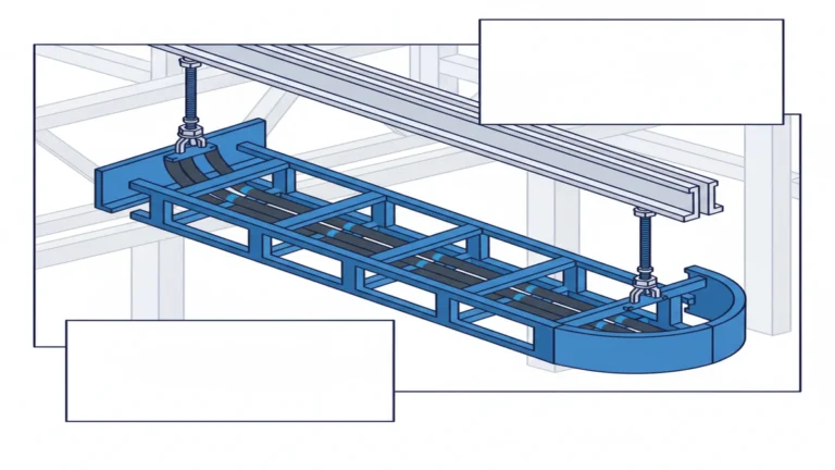 Cable ladder system installed in industrial facility showing open rungs side rails and routed power cables