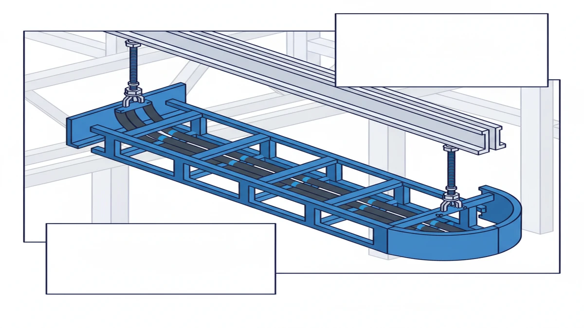 Cable ladder system installed in industrial facility showing open rungs side rails and routed power cables