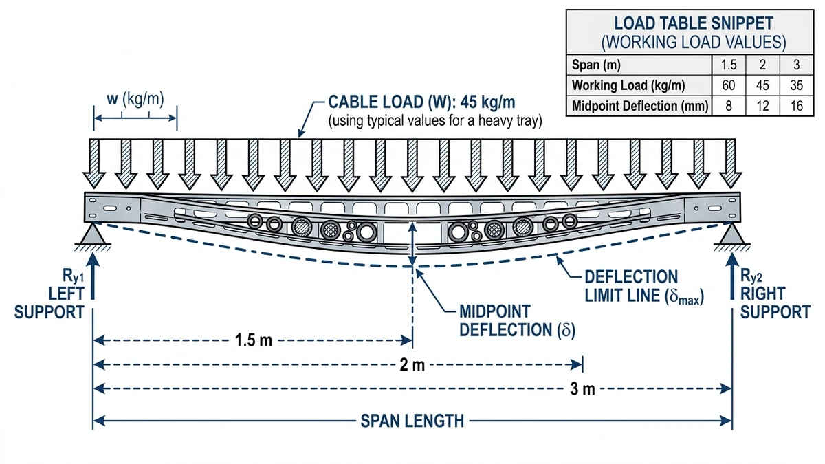 How to Choose the Right Cable Tray Type: 4-Step Guide supporting image: cable tray load span support spacing diagram 03