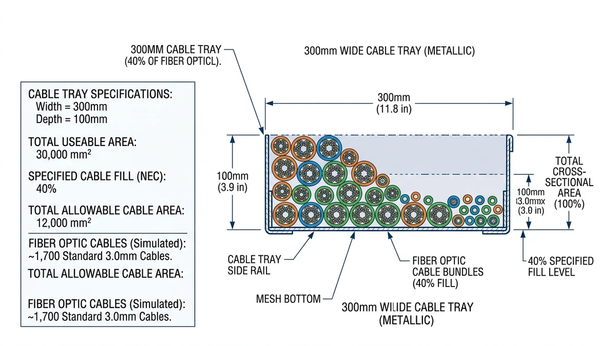 Fiber Optic Cable Tray: Routing Guide & Selection Tips supporting image: fiber cable tray fill ratio 300mm cross section 04