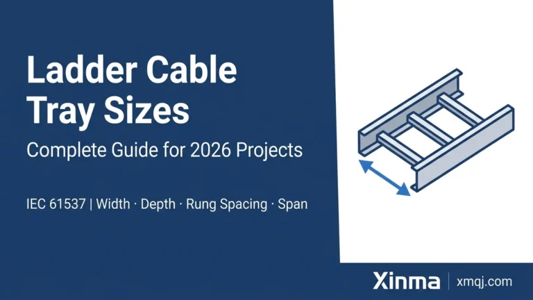 ** `Ladder cable tray sizes guide 2026 showing width depth rung spacing and IEC 61537 span ratings