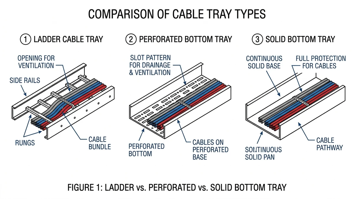 ladder perforated solid cable tray comparison 2026