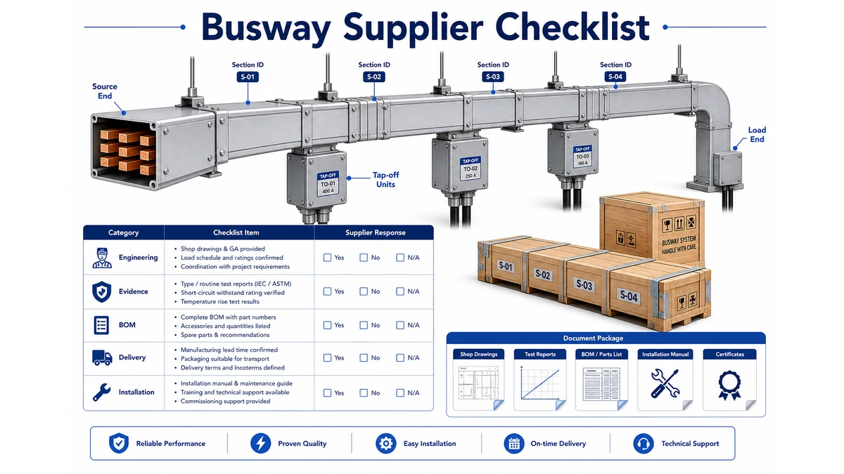 Busway supplier checklist for EPC and factory procurement review