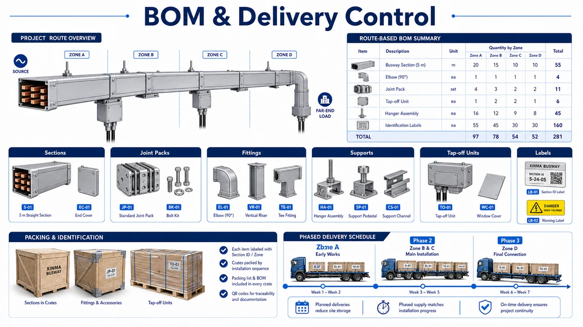 Busway supplier BOM control and phased delivery checklist