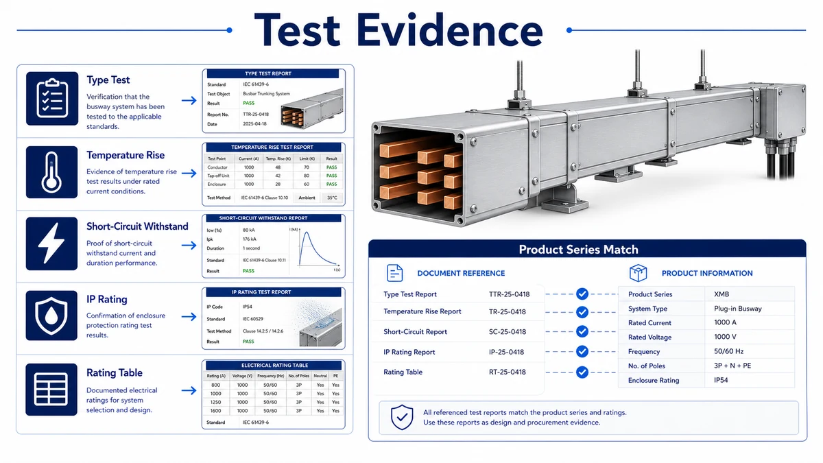 Busway supplier type-test evidence and standards document review