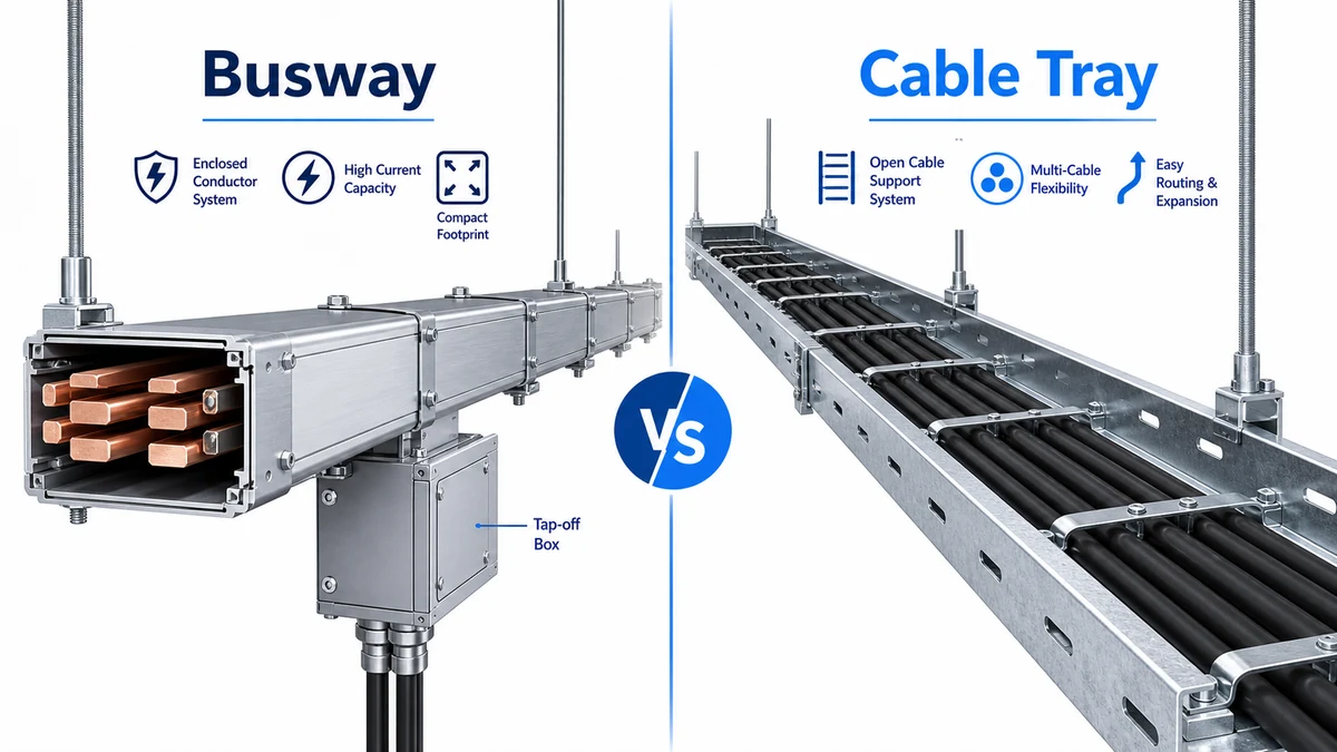 Busway and cable tray comparison for power distribution routes