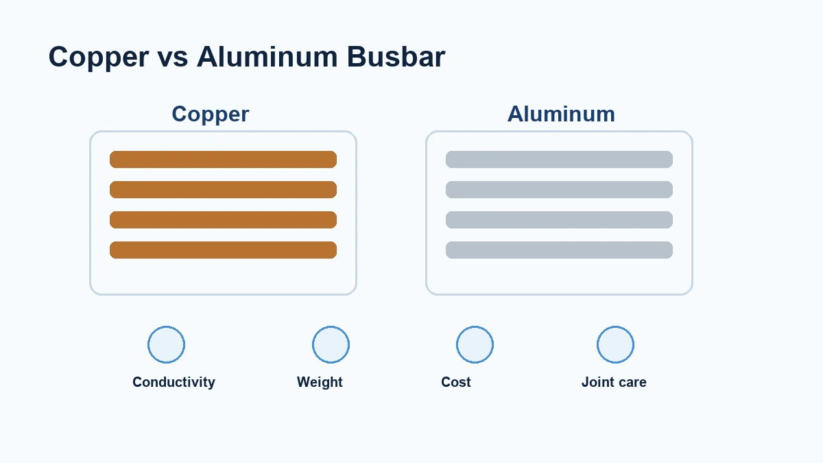 Copper and aluminum busbar comparison for busway systems