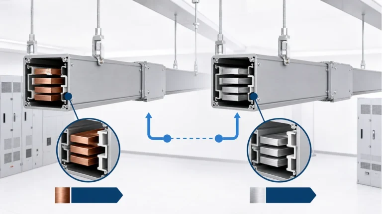Copper and aluminum busway conductor comparison for a power distribution route