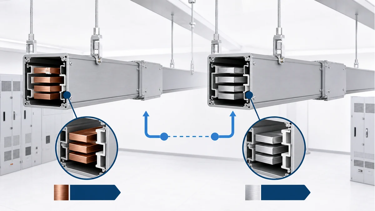 Copper and aluminum busway conductor comparison for a power distribution route