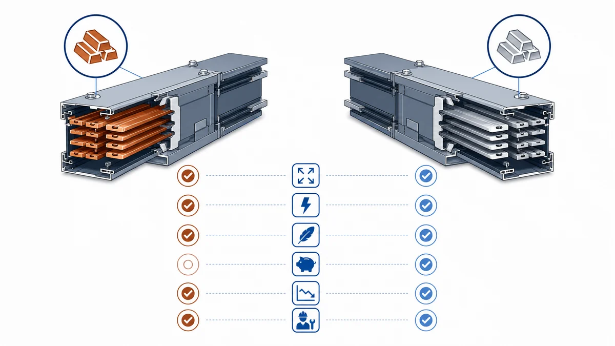 Fast engineering comparison of copper vs aluminum busway tradeoffs