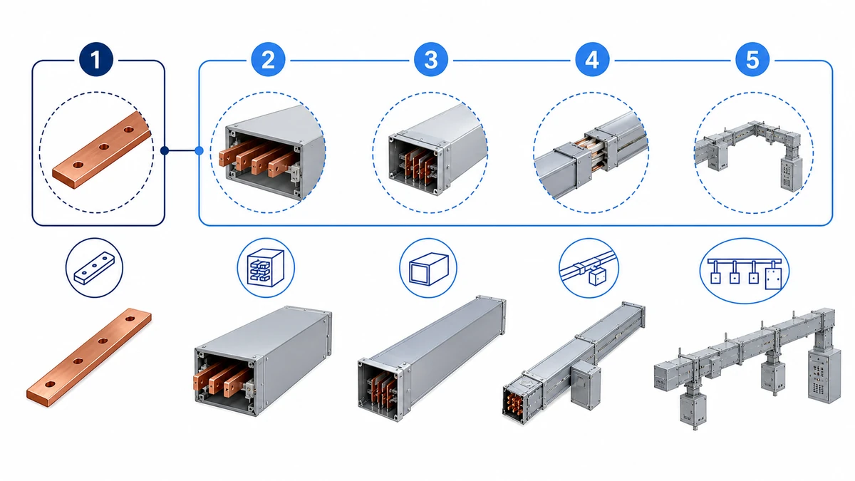 Terminology comparison for busbar, busbar electrical system, bus duct, and busway