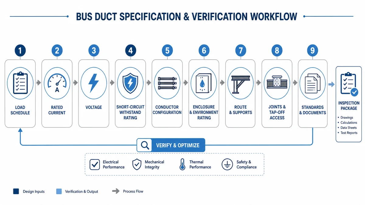 Bus duct specification and verification workflow