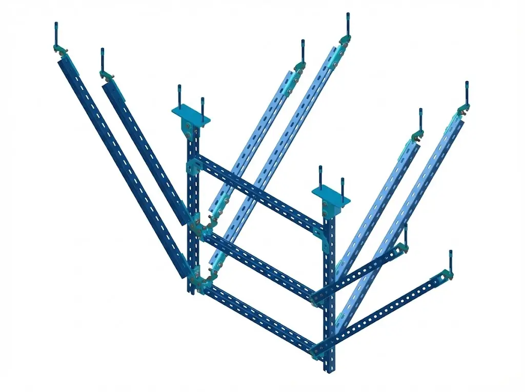 MEP seismic brace layout plan with transverse and longitudinal restraint zones