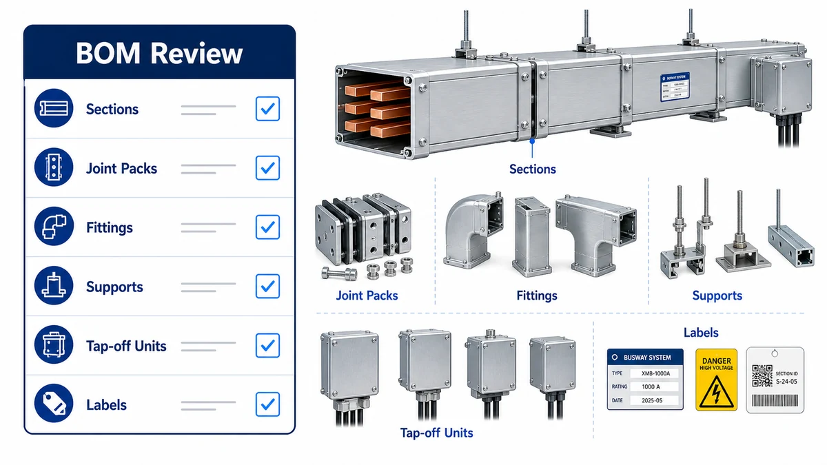 BOM checklist for feeder and plug-in busway procurement review