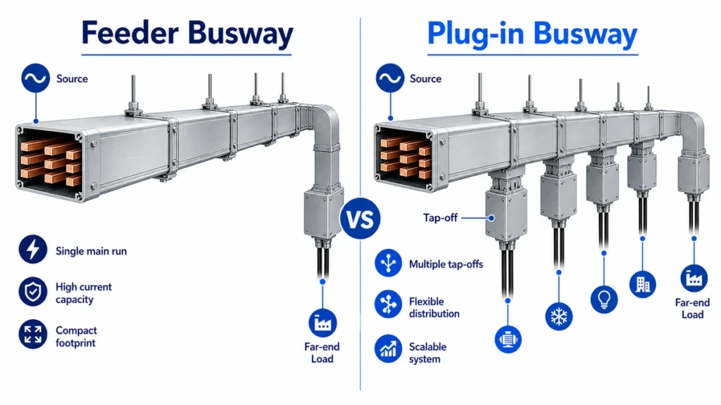 Plug-in busway and feeder busway comparison for industrial power routes