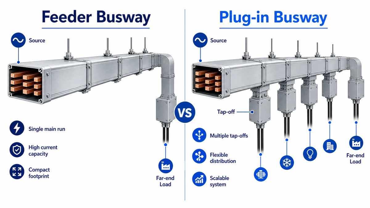 Plug-in busway and feeder busway comparison for industrial power routes
