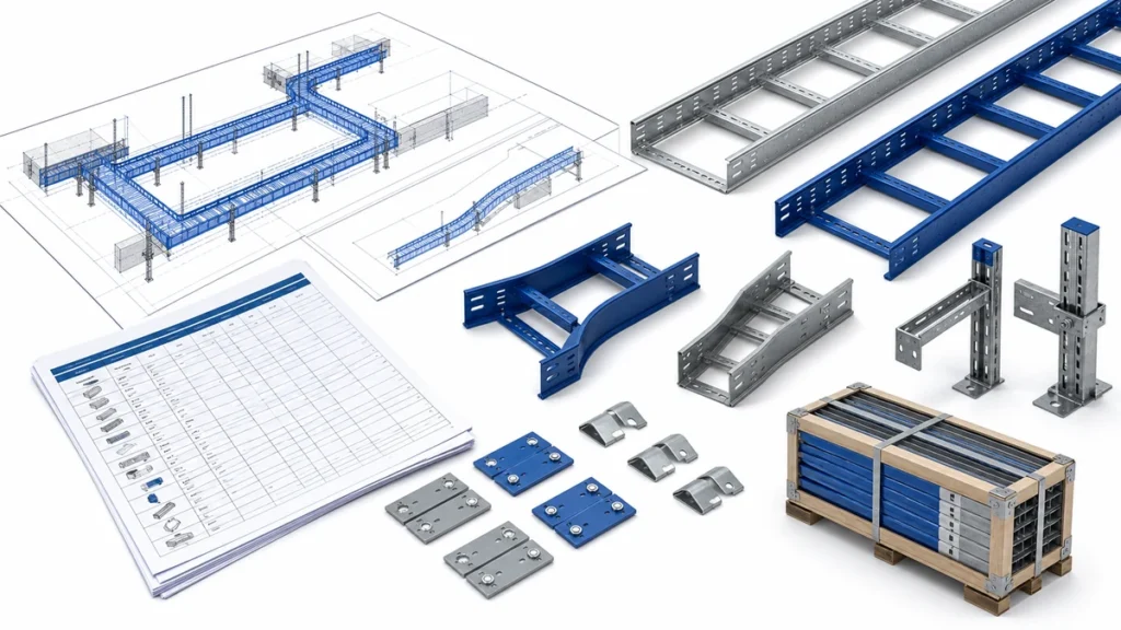 Cable tray bill of materials planning for an industrial project