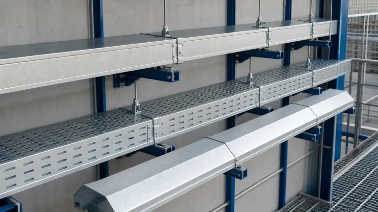 Solid, ventilated, and peaked covers on coordinated cable tray systems