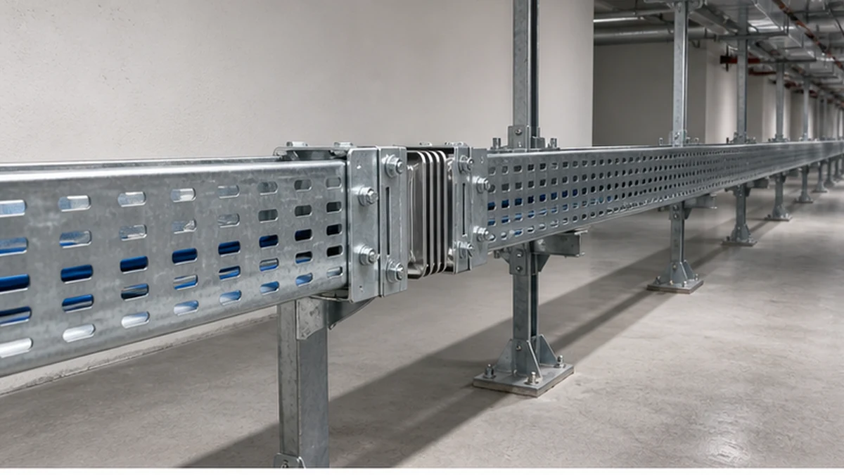 Cable tray expansion joint in a long supported route