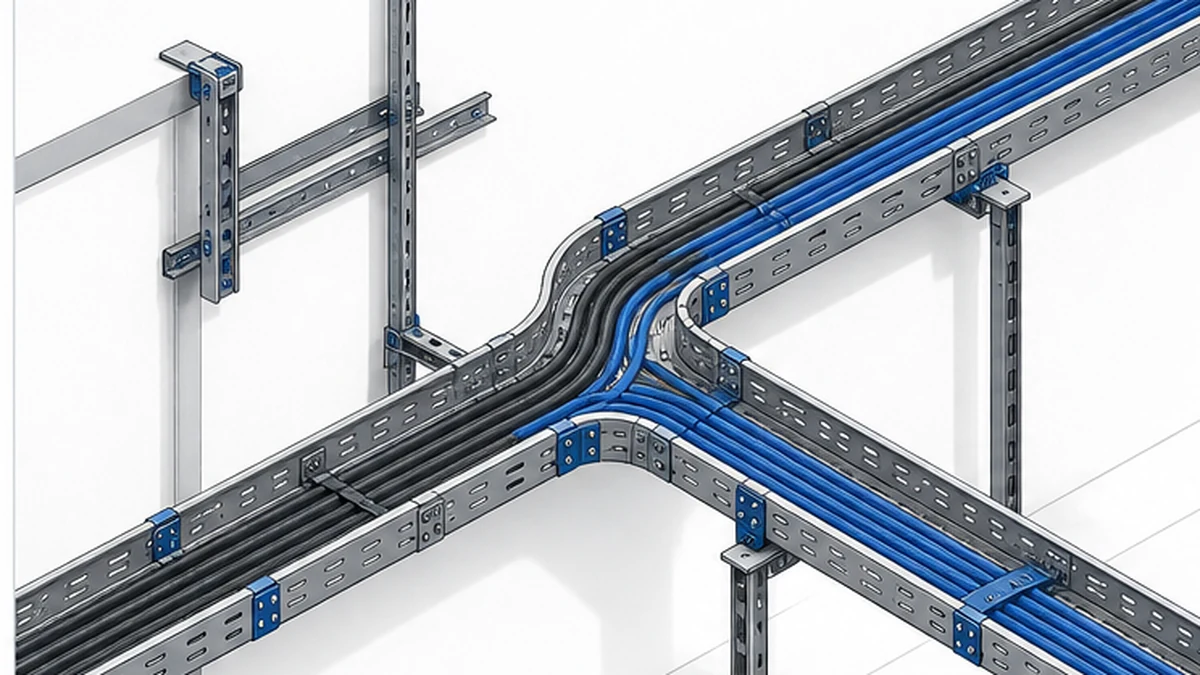 Channel cable tray branch route for control and communication cables