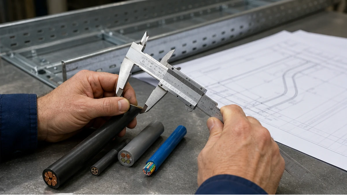 Engineer reviewing cable schedule and tray route drawing