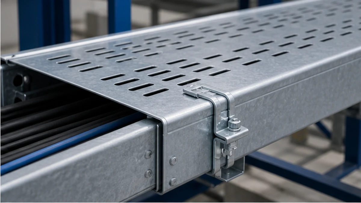 Ventilated cover and clamps fitted to perforated cable tray