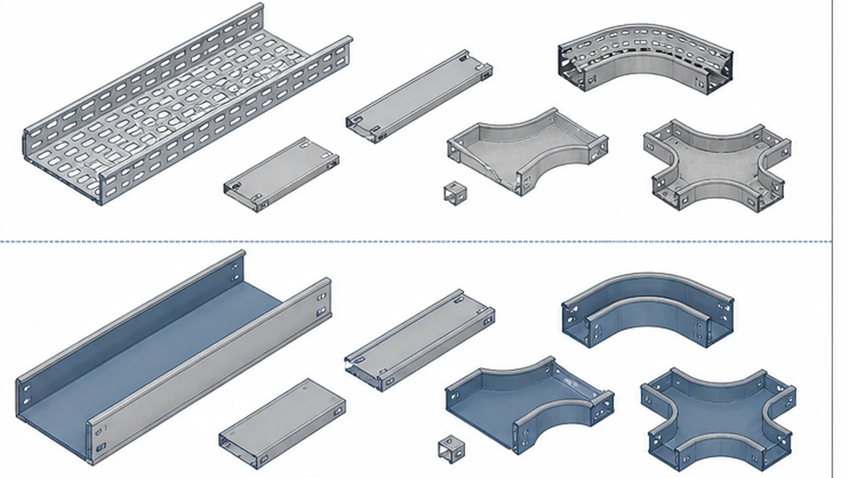 Commercial cable tray profile selection for perforated and solid-bottom options