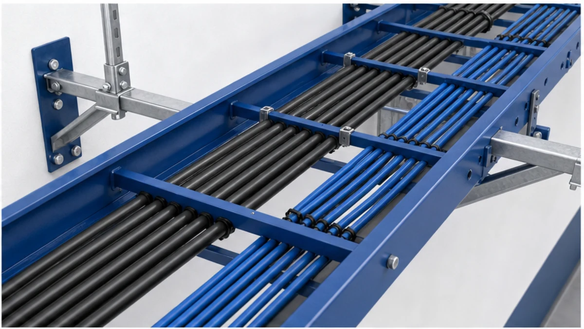Open ladder cable tray with separated power and control cables