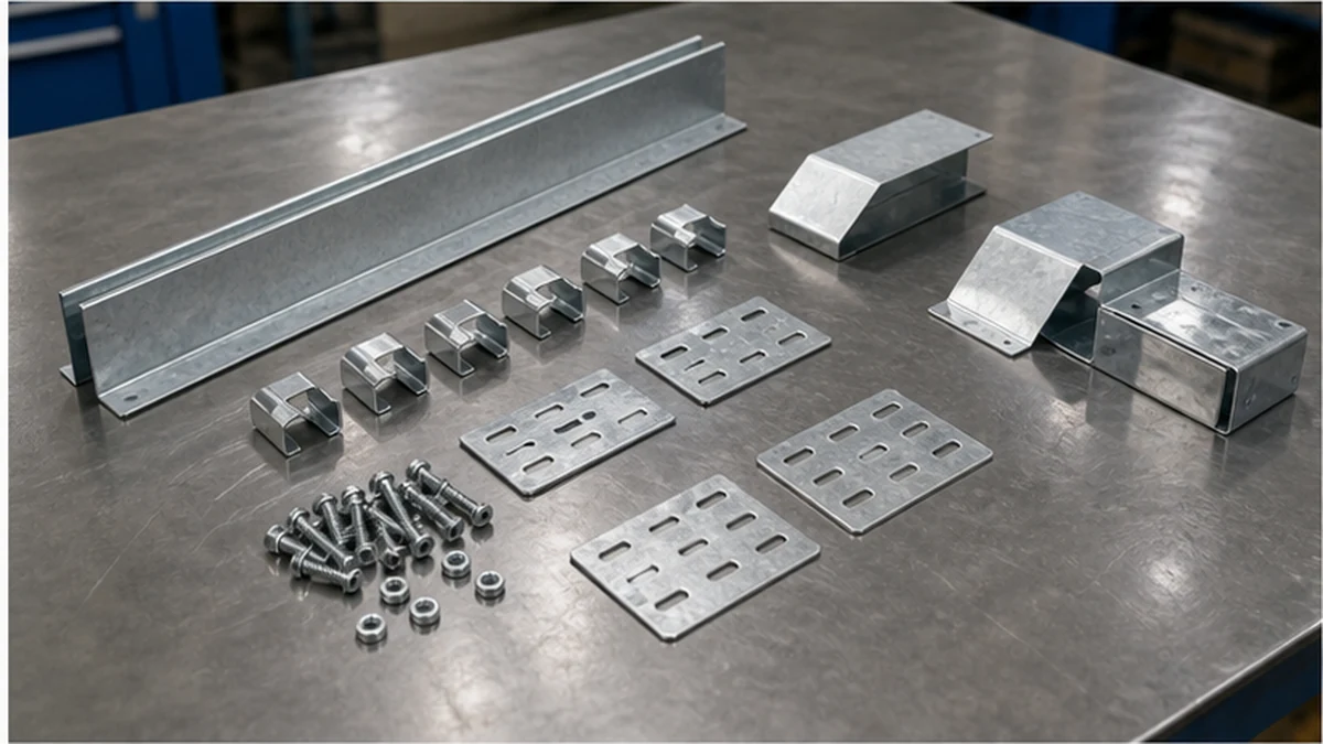 Cable tray divider components including clips, splices, and fitting transition parts