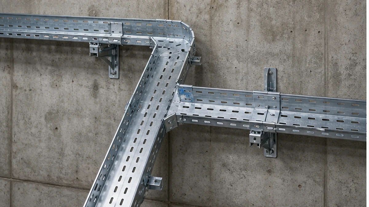 Side-mounted cable tray elbow with wall support