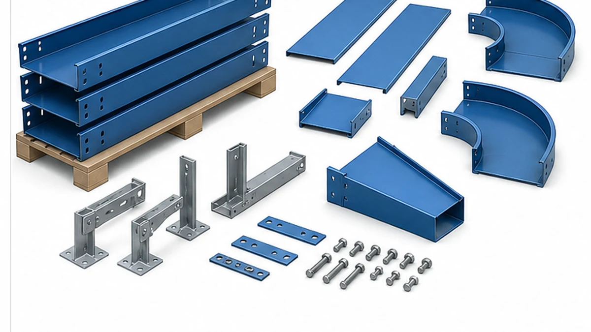 Incoming inspection of trough cable tray sections covers fittings and supports