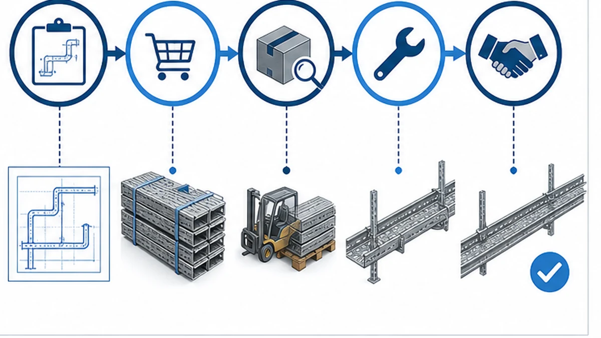 Cable tray procurement workflow from specification to handover