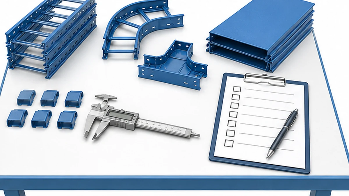 Incoming inspection of cable tray sections fittings cover clips and support hardware