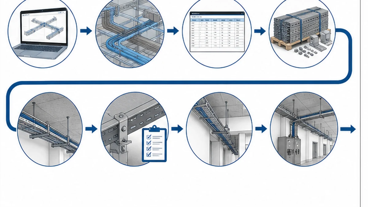 Commercial cable tray workflow from design review to handover